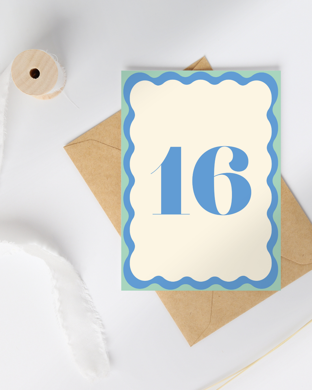 Verjaardagskaart 16 jaar (blauw)