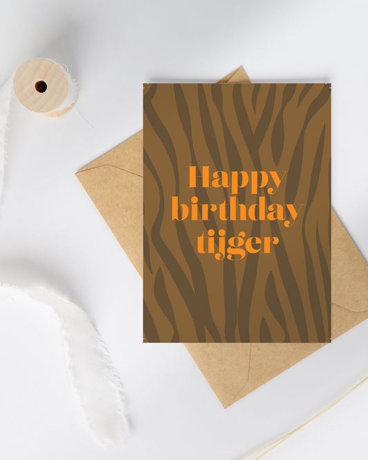 Verjaardagskaart Happy birthday tijger