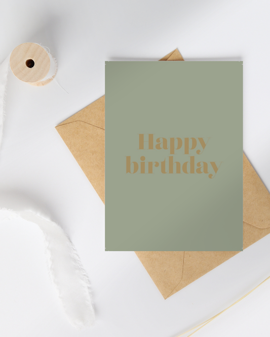 Verjaardagskaart Happy birthday groen
